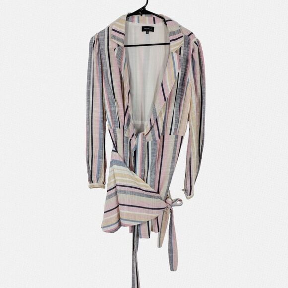 Revolve Majorelle Miranda Wrap Mini Dress M Stripe Multi Color Feminine Summer - Picture 3 of 6